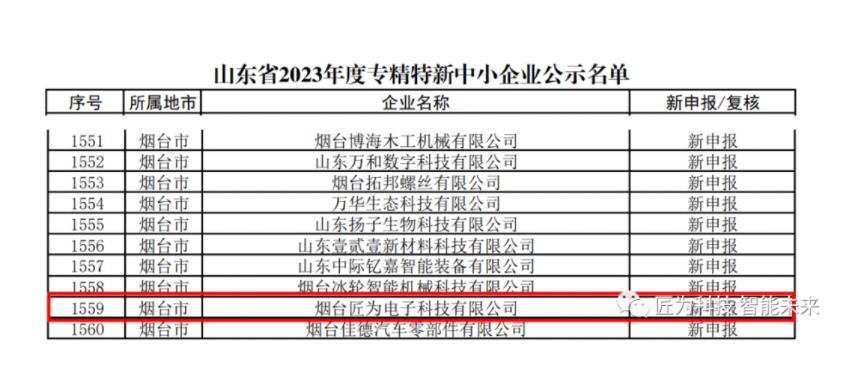 匠為科技被山東省認定為